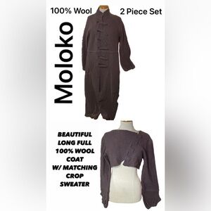 🌷MOLOKO🌷 100% Wool Two Piece Coat & Matching Crop Sweater